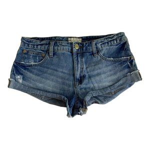 Free People Womens Shorts Adult Size 26 Blue Denim Booty Hot Pant Cuffed HotPant